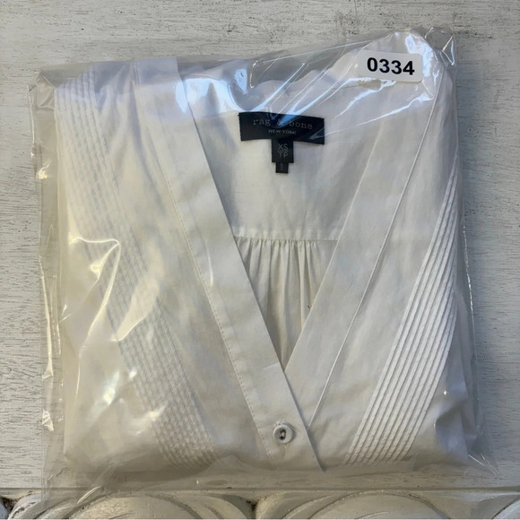 RAG & BONE | Miranda Voile Surplice Long Sleeve Blouse Top White Mininalist XS - Picture 8 of 8